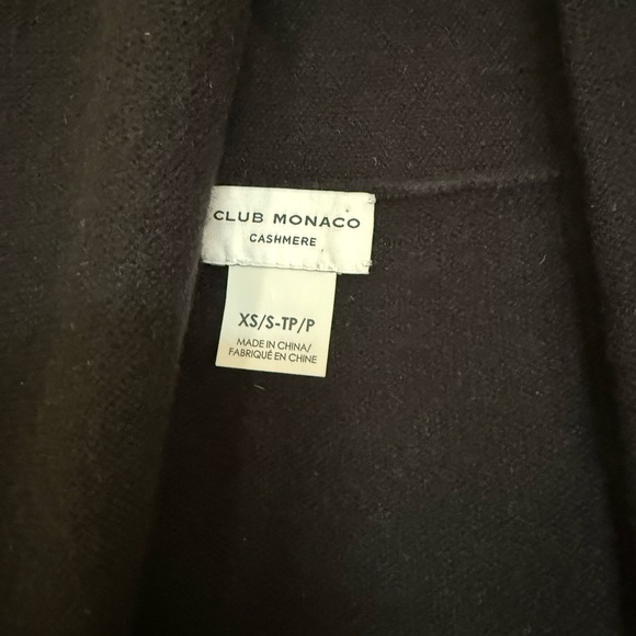 Club Monaco Cashmere Black Open Front Cardigan with Shawl Neck - Picture 3 of 4